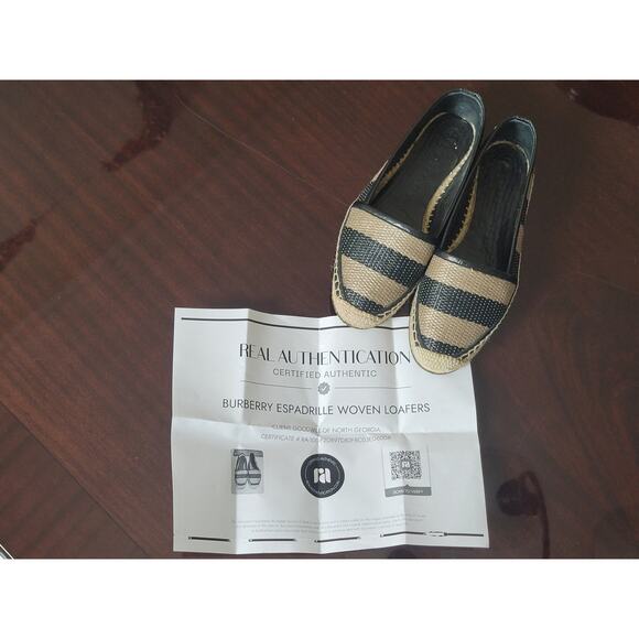Burberry Hodgeson Women's Straw Stripped Espadrilles Slip On Flats with COA - Picture 8 of 10